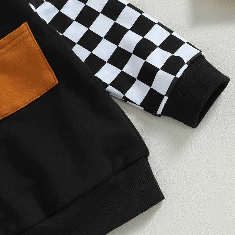 Clothing Sets 2Pcs Autumn Spring Baby Boy Clothes Set Cotton Long Sleeve Plaid Sweatshirt Drstring Pants Tracksuit Toddler Clothes Outfits