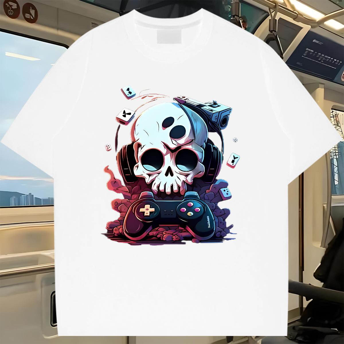 Classic Men Clothes T-Shirt Skeleton 230g Cotton Cotton Breathable Street Casual T-Shirts DIY Printed New Designer Tops Tees