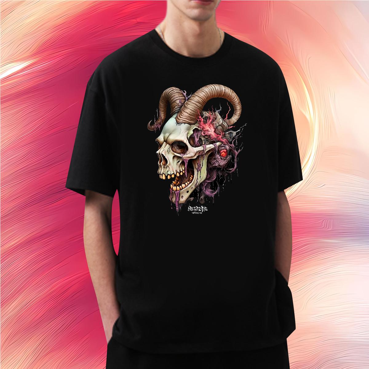 5A Couples T Shirts Skeleton 100% Cotton 230g Breathable Short Sleeve Casual Mens T Shirts Oversized 2024 DIY Top Tees
