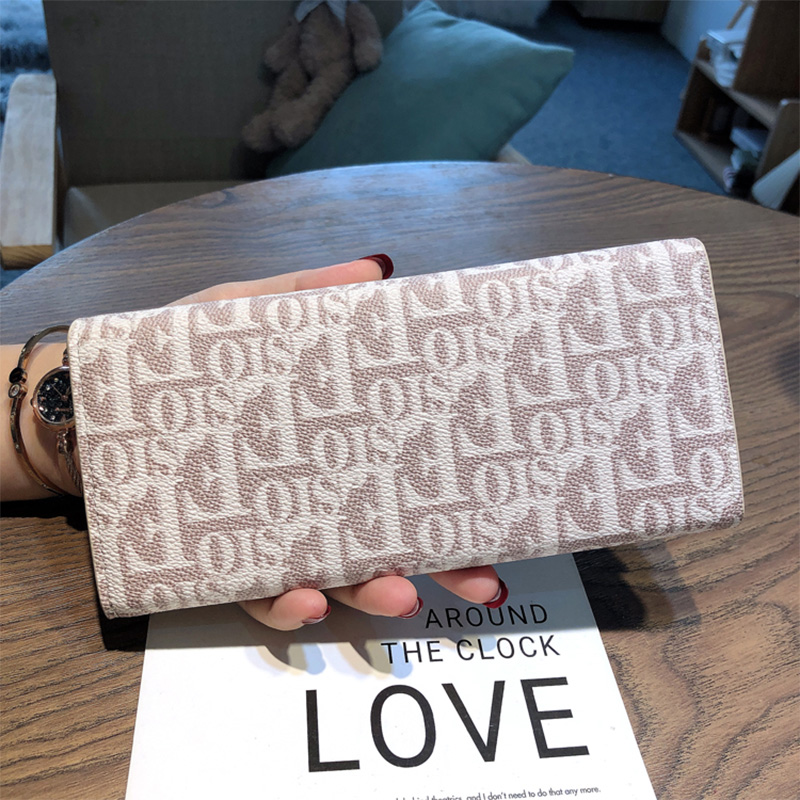Letter Print Retro Luxury Style Women Long Wallet Genuine Cowhide Leather Designer Inspired Two Tone Purse Elegant Clutch Fashion Billfold Gift Wallet
