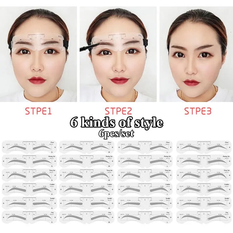 Reusable Eyebrow Shaper DIY 6-piece Set Soft Ruler Eyebrow Defined Eyebrow Stamping Card Soft Ruler Template Makeup Tool 240715