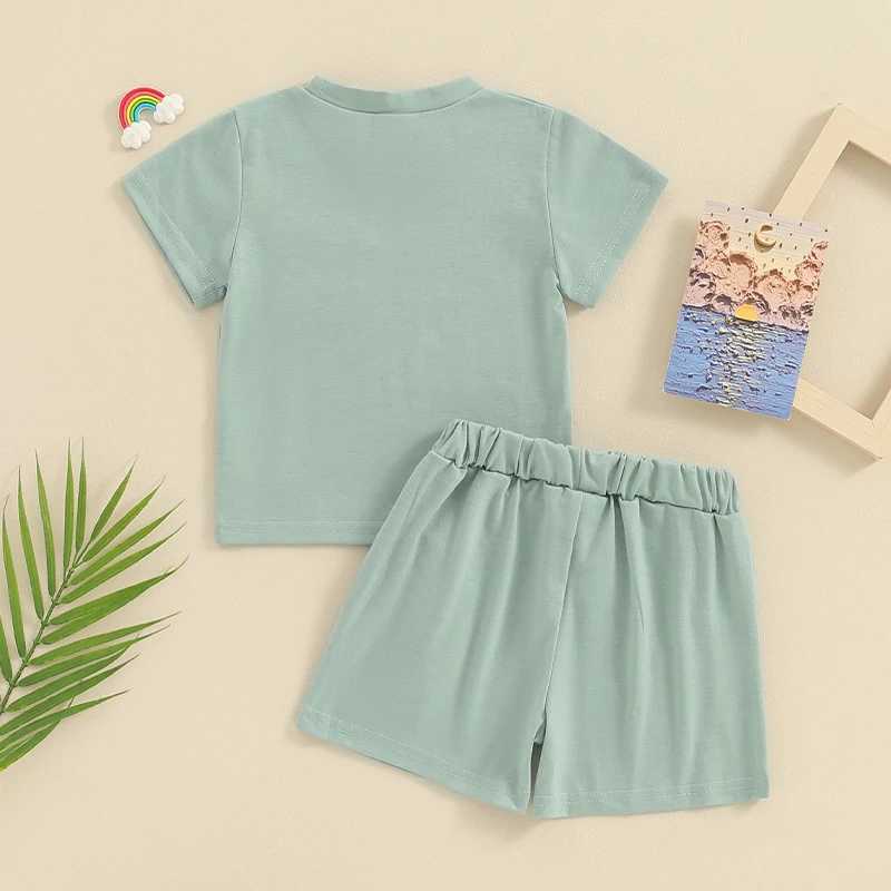 Clothing Sets Toddler Infant Boys Summer Outfits Solid Color Short Sleeve T-Shirt Tops and Elastic Waist Shorts 2Pcs Clothes Set