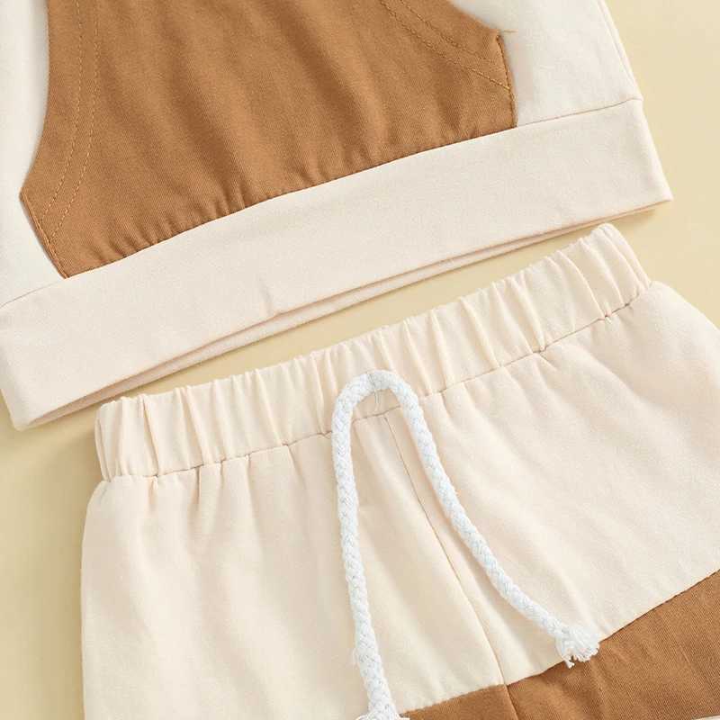 Clothing Sets Toddler Infant baby Boy Summer Clothes Outfit Contrast Color Short Sleeve Hood T-Shirt with Elastic Waist Shorts