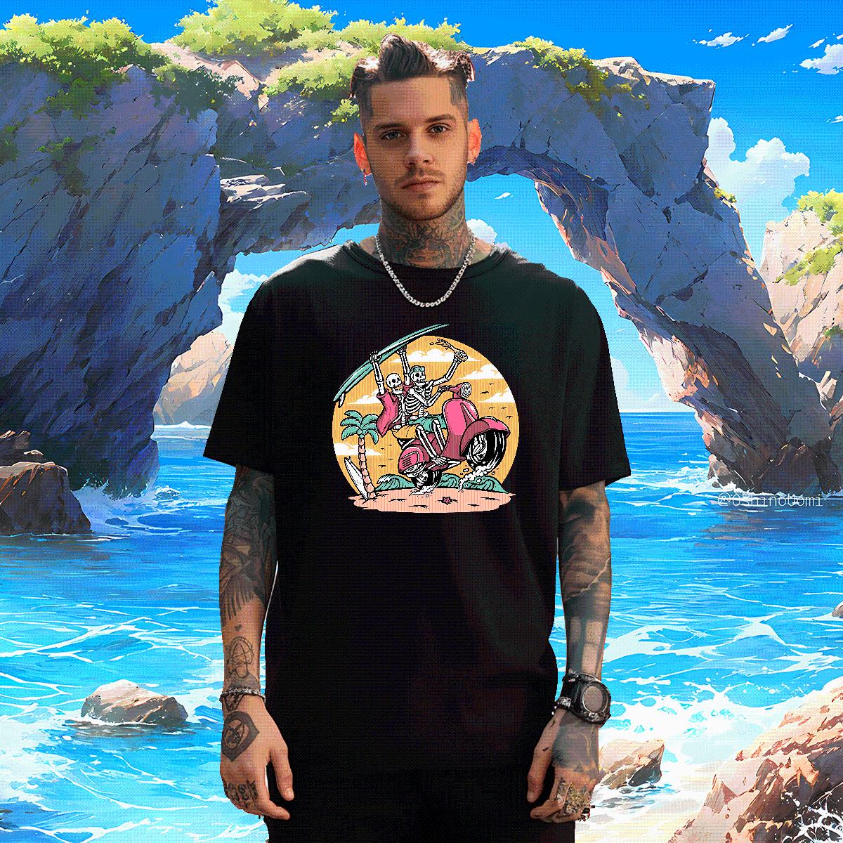 Stylist Mens T Shirts Skeleton 230g 100% Cotton Custom Print Plus Size Couples T Shirts Street wear Hip Hop O-Neck Short Sleeve Cotton Soft Tee Shirt