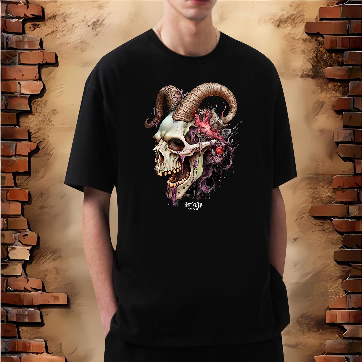 High Quality T-Shirts for Men Skeleton 230g Cotton Outdoor Cotton O Neck Short Sleeves Tshirt for Man Woman Classic Cartoon Printing S-4XL Clothings