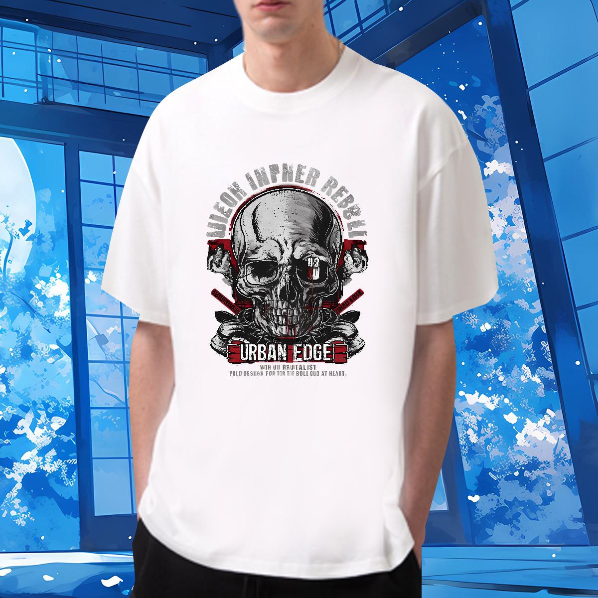 Wholesale Men Tshirts Skeleton 100% Cotton 230g Short Sleeve Cotton O-Neck Summer Casual T-Shirts for Men Oversized 3XL 4XL 2024 Polos