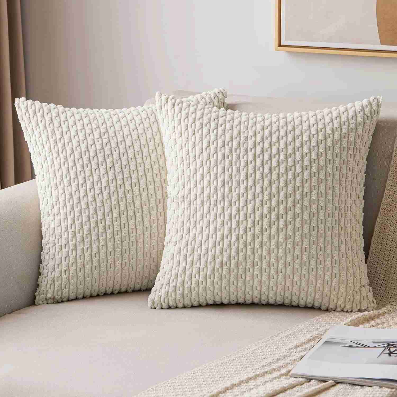 Striped Throw pillow Cover 18x18 Inch Beige Boho Corduroy Cushion Cover From Sofa Living Room Modern Home pillowcase Home DecroM240717