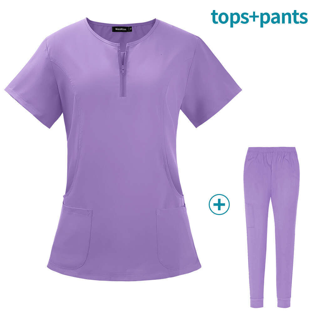 Niaa Hinn Scrub Set Zip Up New Arrival French Gentle Wind Popular Temperament Sexy Loose Linen