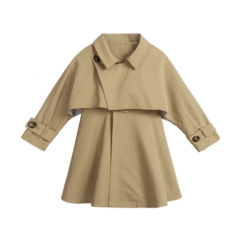 Girls Coat Windbreak Jacket Cotton Outwear Vintage Spring Autumn Outdoor Kids Windproof Childrens Clothing 240710