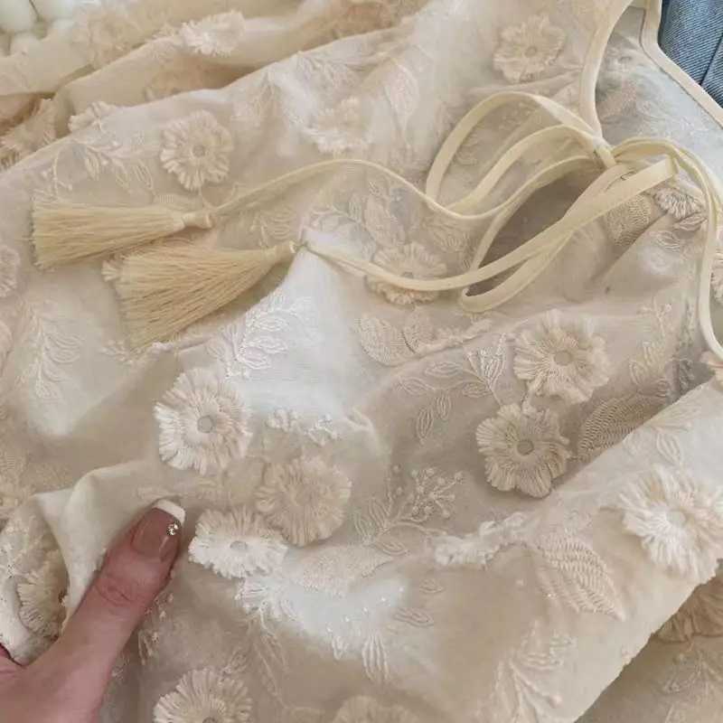 Clothing Sets Korean Childrens Clothing Set 2023 Spring and Autumn Girls 3D Flower Embroidery Shirt Baby Bow Style Top+Jeans Two Piece Set