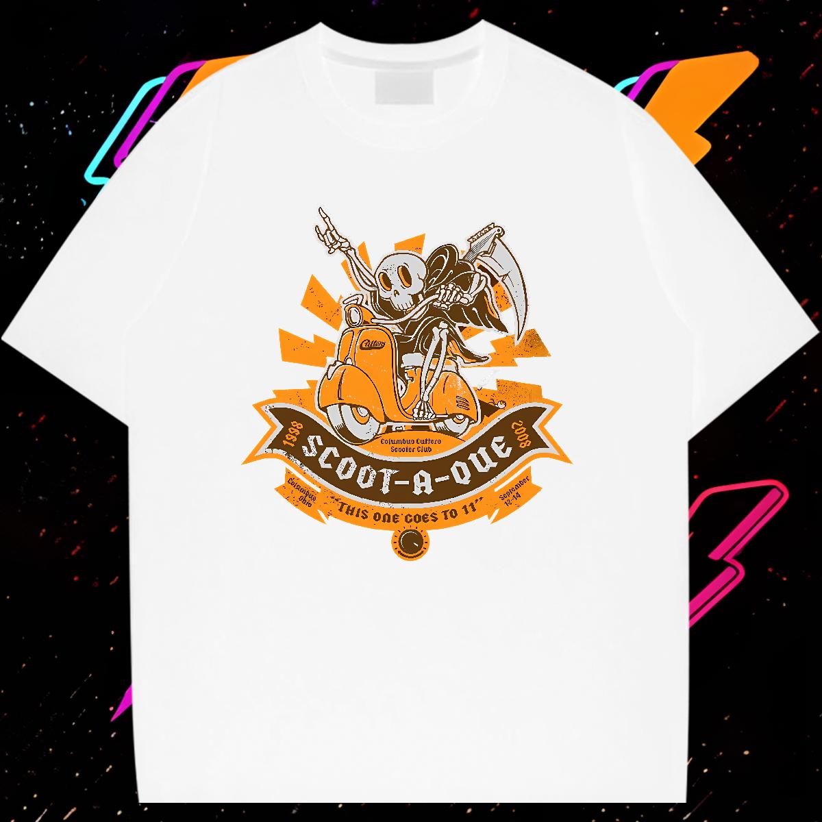 Loose Men Tops Tees Skeleton 230g Cotton Cotton O Neck Short Sleeves Anime Printing Street Men T Shirts DIY Printed Classic Casual Tees Shirts