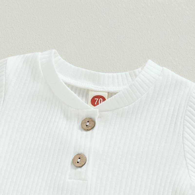 Clothing Sets Newborn Baby Boy 2 Piece Outfit Solid Color Ribbed Button Long Sleeve Rompers and Elastic Pants Fall Spring Clothes