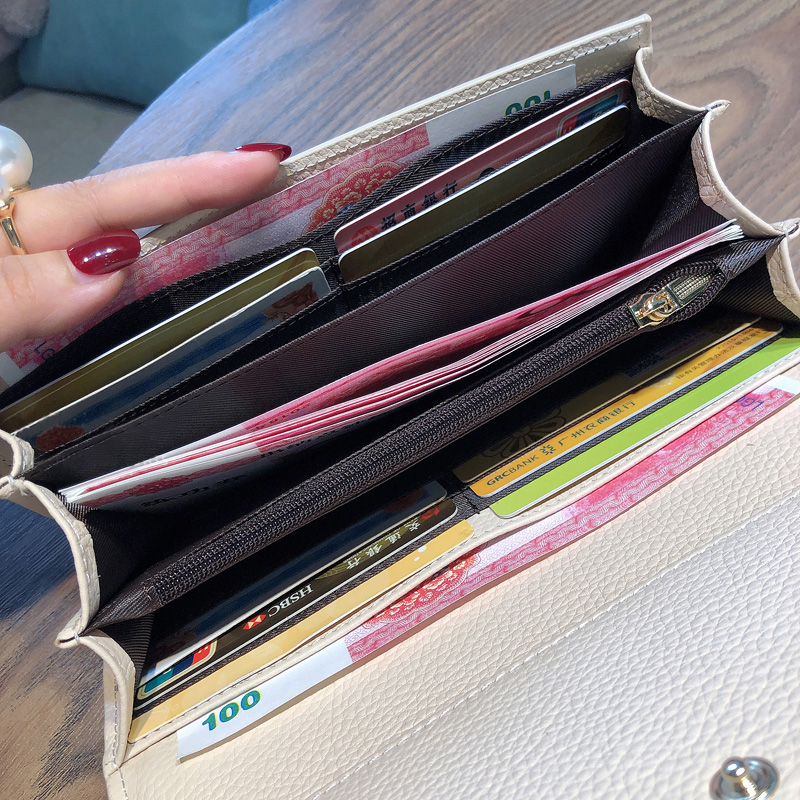 Letter Print Retro Luxury Style Women Long Wallet Genuine Cowhide Leather Designer Inspired Two Tone Purse Elegant Clutch Fashion Billfold Gift Wallet