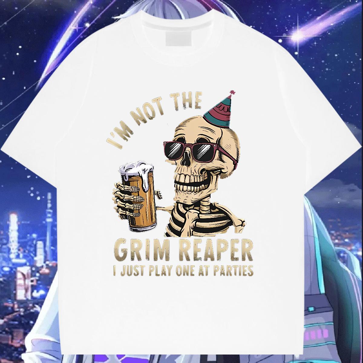 Popular Tshirts Skeleton 230g Cotton Breathable Short Sleeve Casual Daily Wear T-Shirts Anime Print 2024 Tops Tees