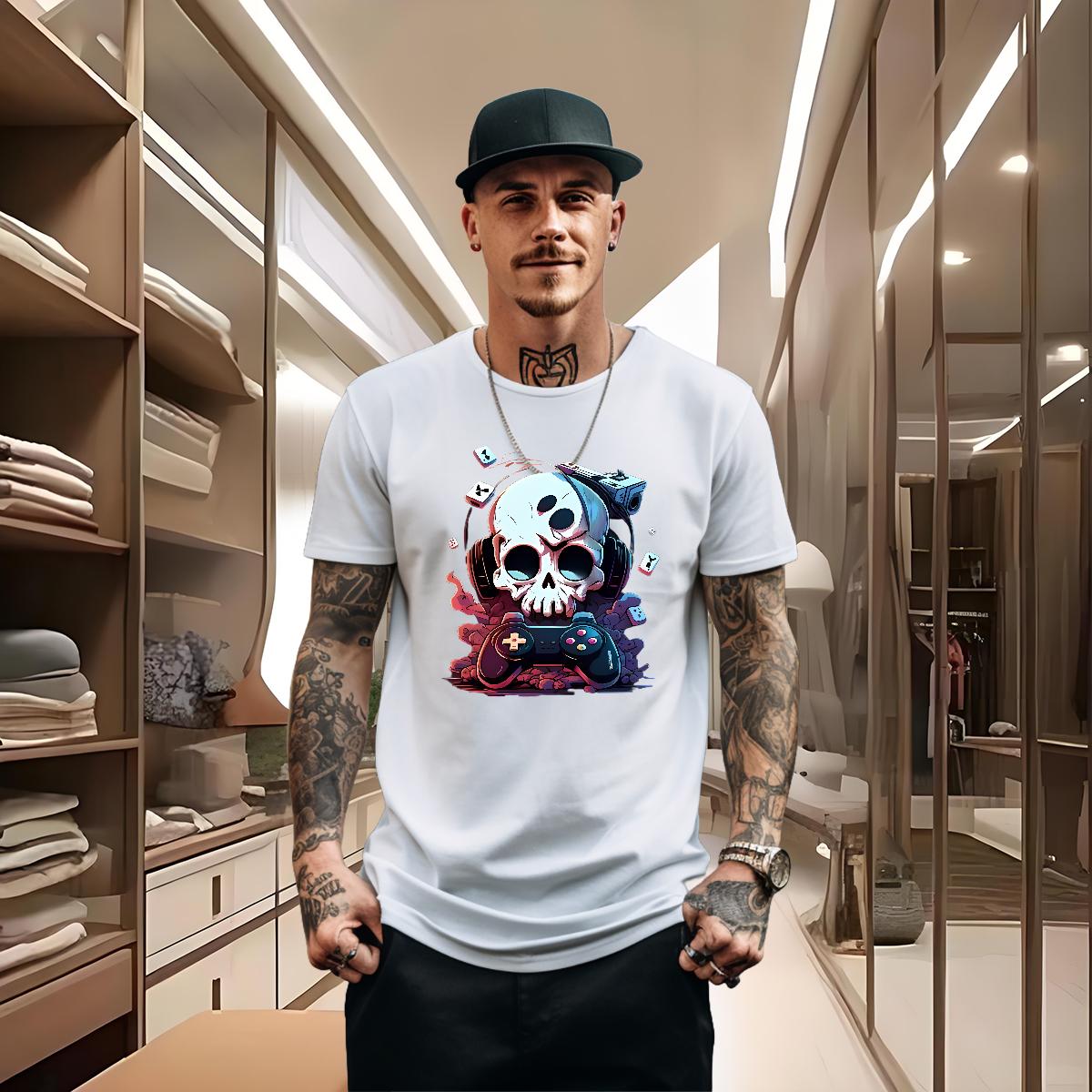Wholesale Man T Shirts Skeleton 100% Cotton 230g Street wear Hip Hop Crew Neck Cotton Breathable Men Clothes T-Shirt 2024 Custom Anime Tshirts