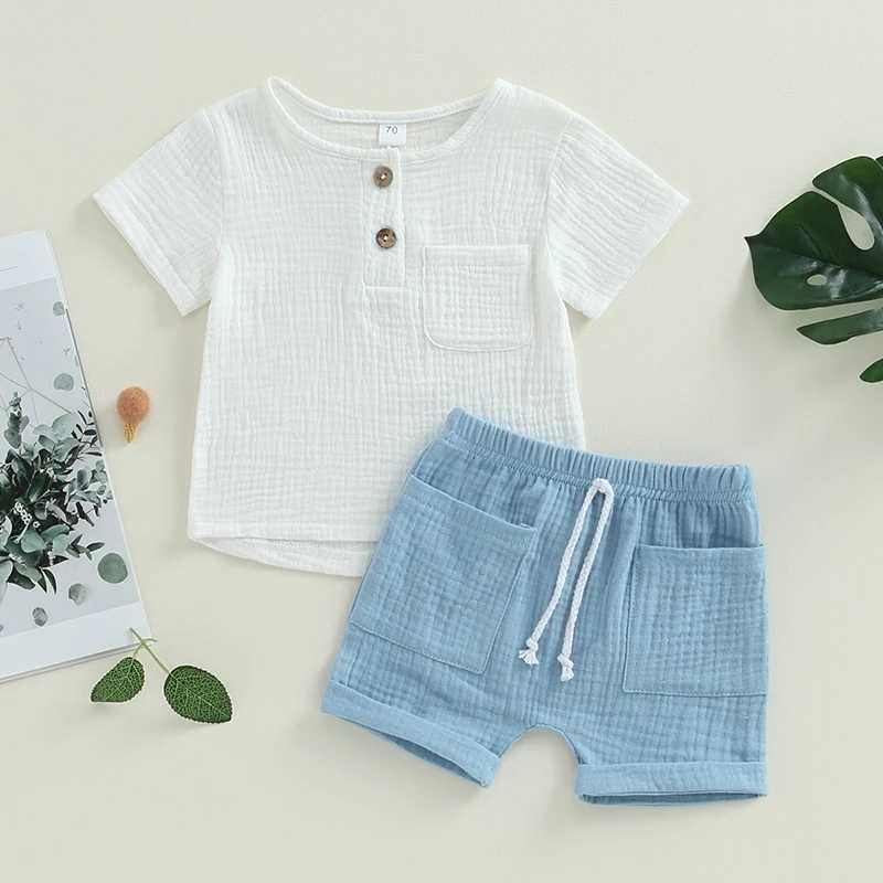Clothing Sets Casual Baby Clothes Set 2Pcs Solid Short Sleeve Top Shorts Suit Boy Outfits Baby Summer Clothing Toddler Cotton Outfit 0-3Y