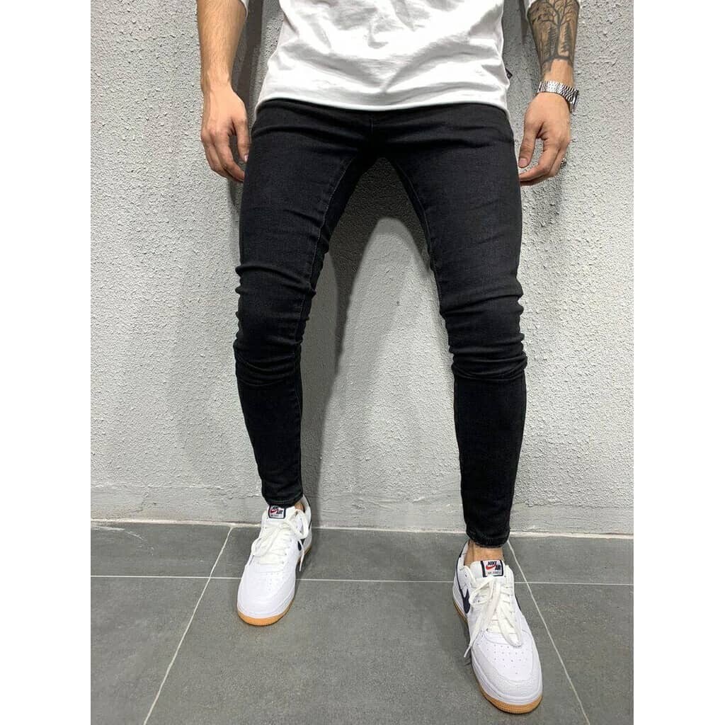 New Arraival Men Fashion Jeans Casual Slim-Fit Denim Trousers Korean Style Men's Solid Color