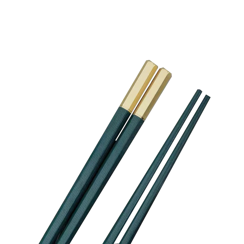 Elegant Green Chopsticks for Fine Dining - Sturdy Aluminum Alloy, Non Stick, Non Mold Ten Pair Set