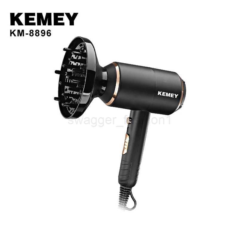 KEMEY KM-8896 Three-Gear Adjustable Automatic Thermostat Tail Hook 1300w Black Cold Hot Big Power Salon Professional Hair DryerBkl240717