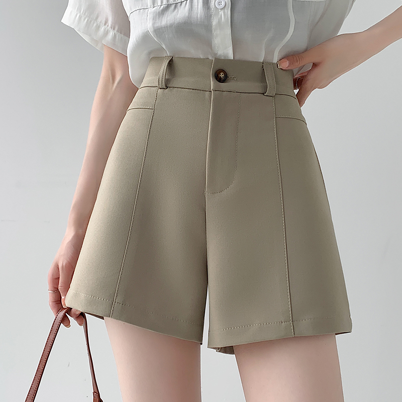 Design sense: Grey suit shorts for women's summer 2024 college style loose A-line wide leg casual five quarter pants