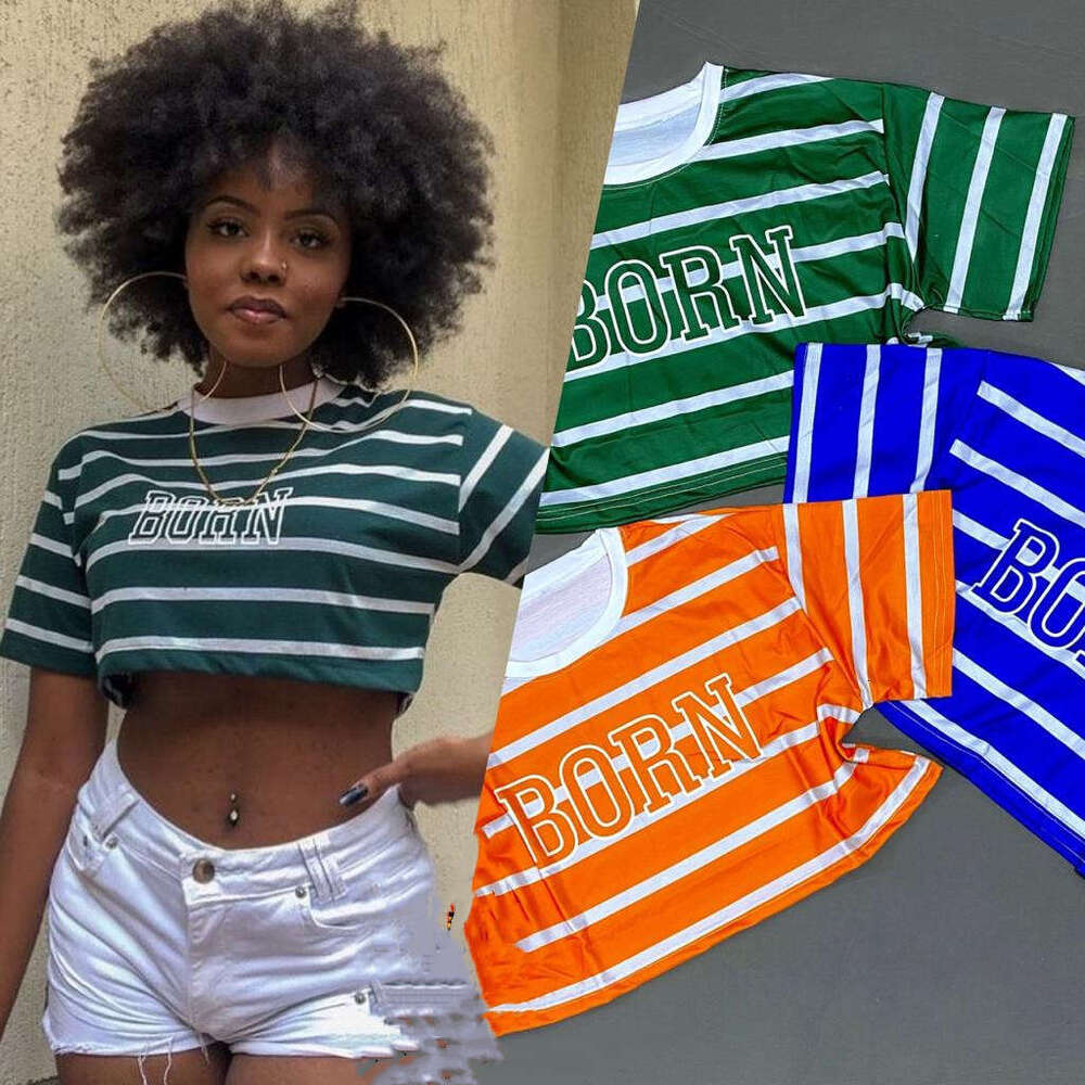 Best Saller Loose Versatile High Street Slim Crop Top Casual Streetwear Clothes Women Short Plaid Round Neck Stretch Casual Undershirt Man Woman Tees 