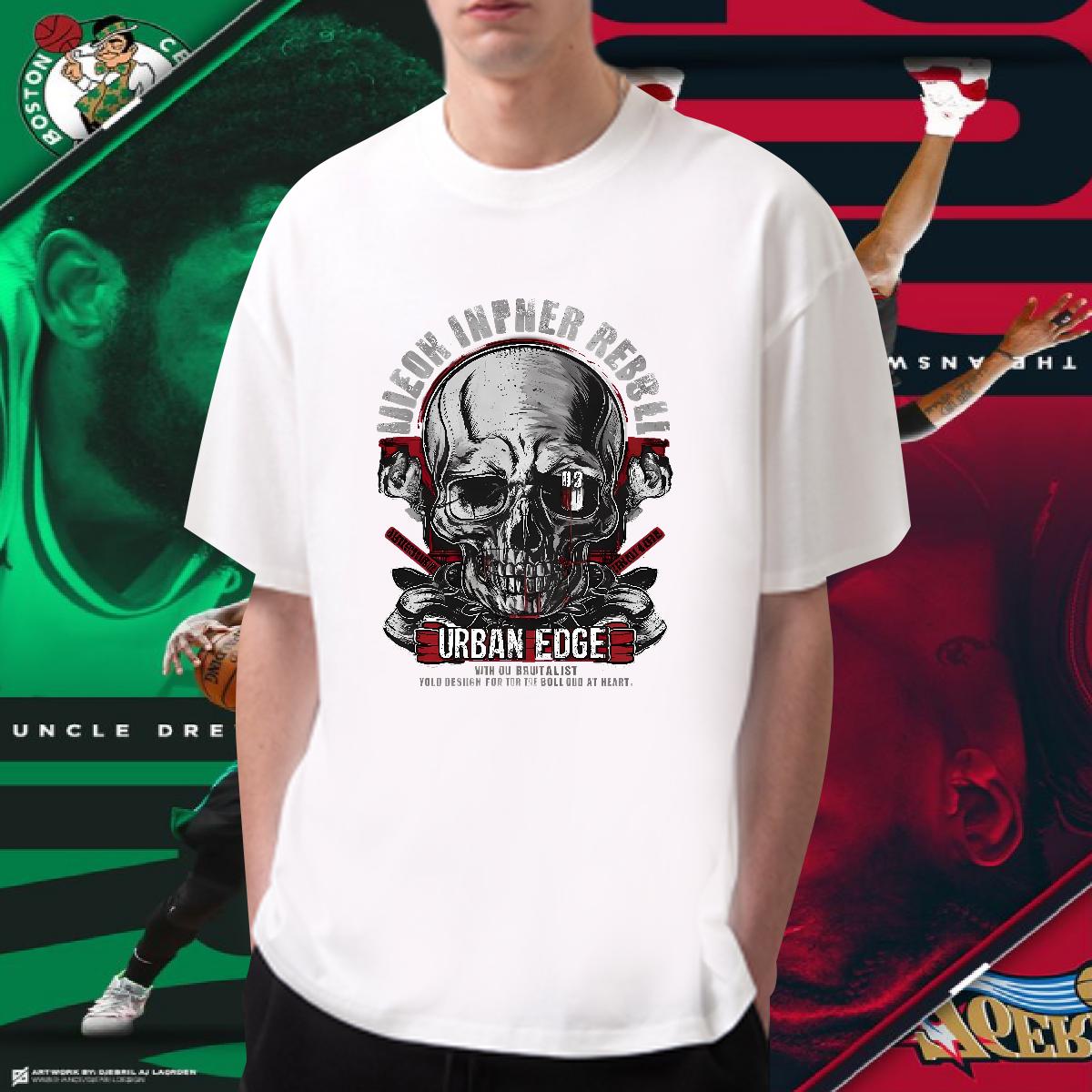 Brand T-Shirts for Men Skeleton 230g 100% Cotton Anime Men Tshirts Sport Cotton Breathable Soft High Quality Tops Shirt