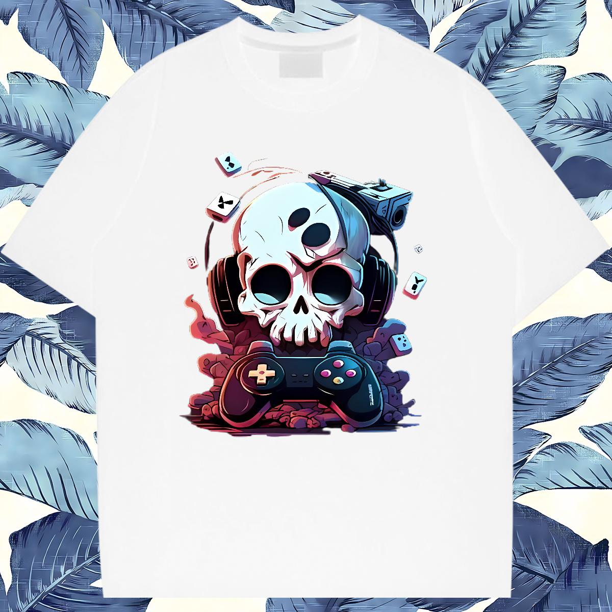 DIY Customized T Shirt For Man Skeleton 100% Cotton 230g Custom Big Size Home Outdoor Men Tops Tees Crew Neck Cotton Loose