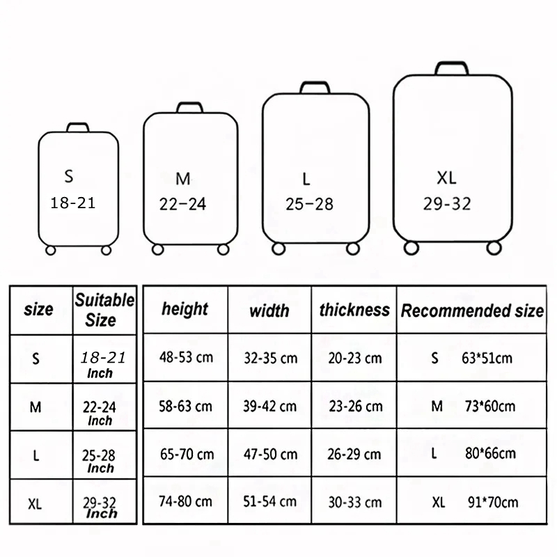 Luggage Protective Cover Stretch Fabric Suitcase Baggage Dust Case Cover Suitable for 18-32 Inch Suitcase Travel Organizer