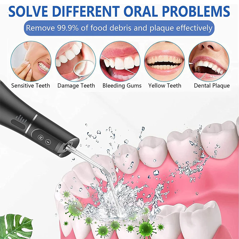 Oral Irrigator Portable Water Flosser Rechargeable 5 Modes IPX7 400ML Dental Water Jet for Cleaning Teeth 240715