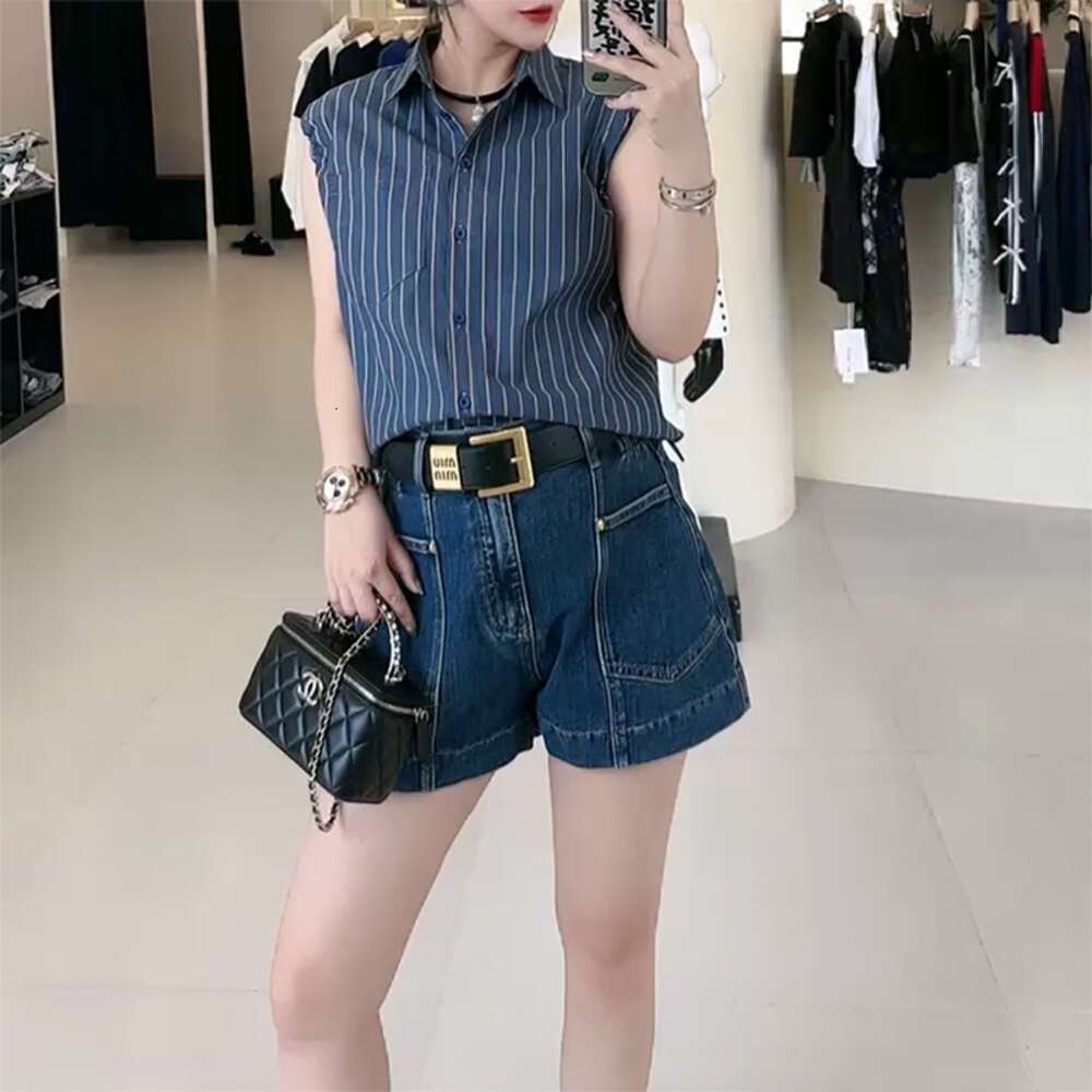 High waisted denim shorts for women in summer 2024, plus
