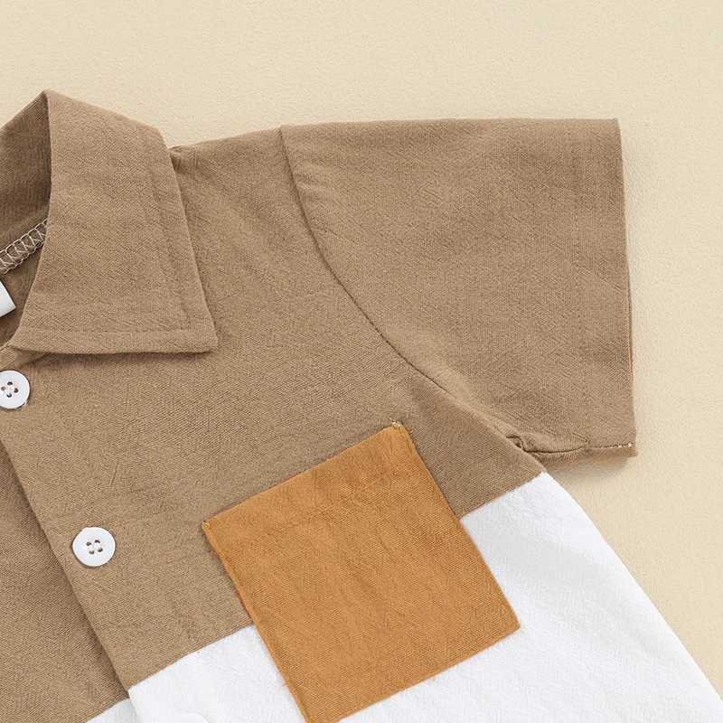 Clothing Sets Baby Kids Boys Clothing Set Contrast Color Short Sleeve Shirt with Elastic Waist Shorts Toddler Set Summer Outfit