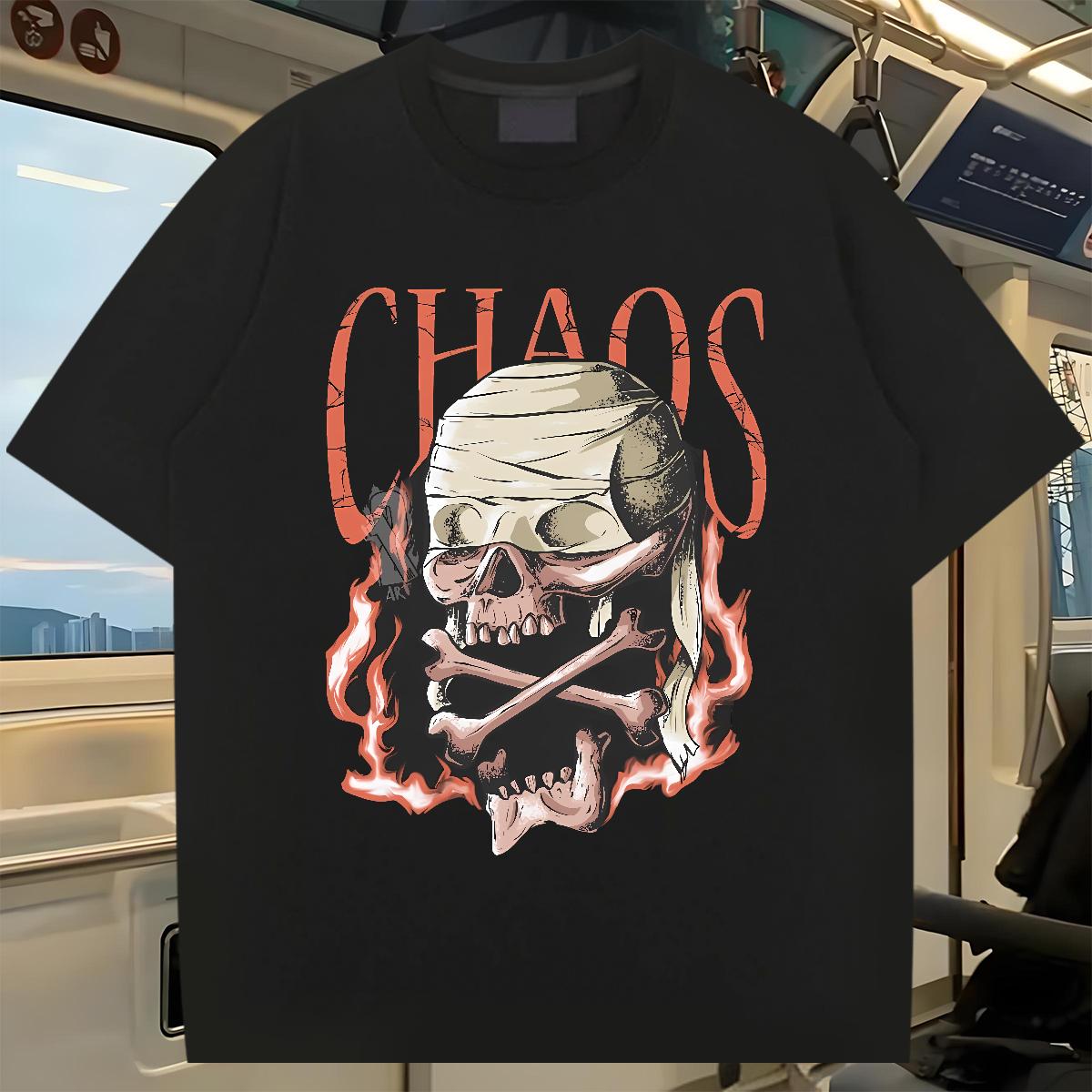 Cool Design Men Clothes T-Shirt Skeleton 230g Cotton Crew Neck Cotton Breathable Casual Beach Mens T Shirts Oversized 3XL 4XL Fashion New Tees