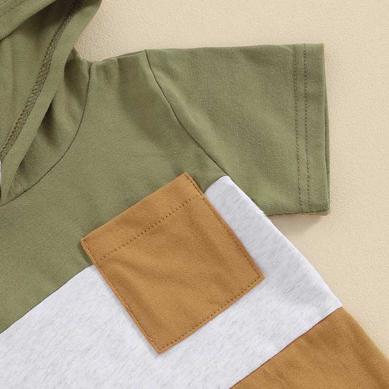 Clothing Sets Summer Cotton Baby Sets short sleeve Contrast Color Hooded Boy T-shirt + Shorts Sets Toddler Clothing Baby Boy Clothes