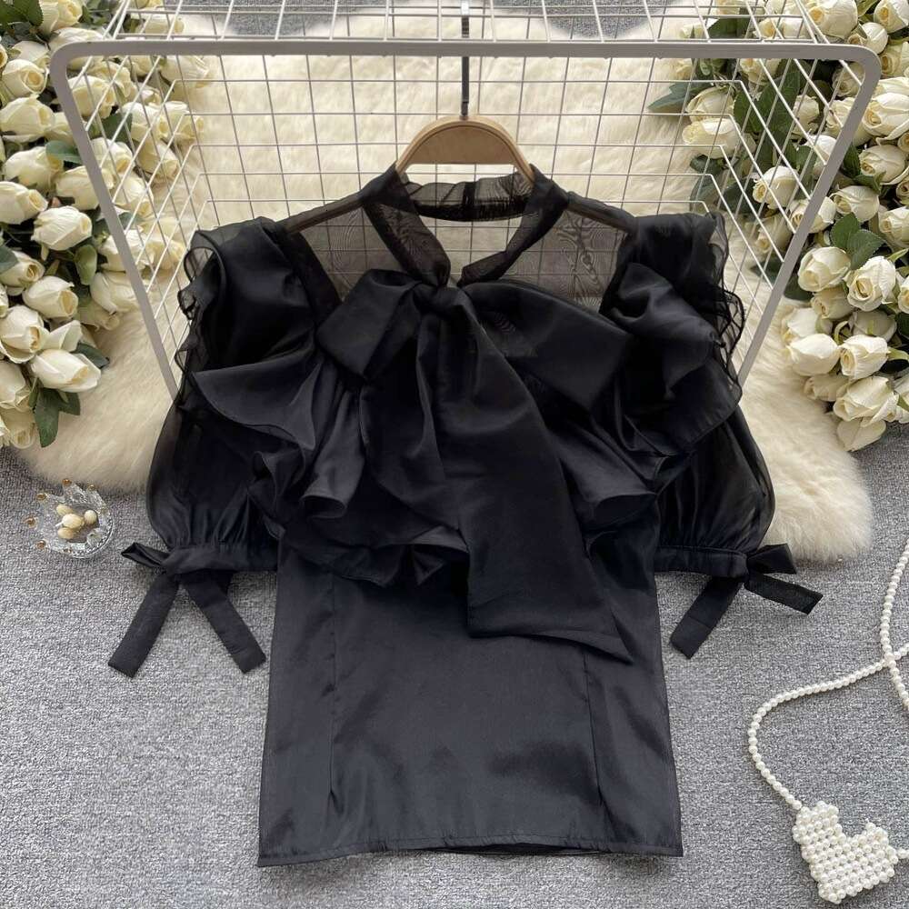 Best Saller Short-sleeved Spring Loose Versatile Casual Slim Streetwear Autumn Women Short Chiffon Lace Street Activity Crop Tops2 Graphic T Shirts