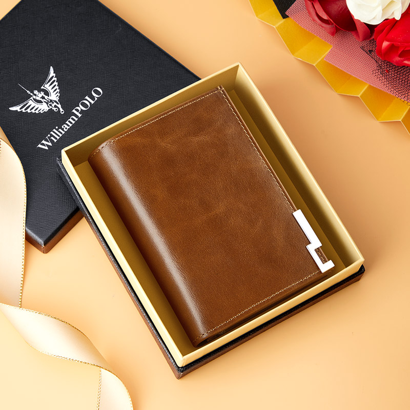 WILLIAMPOLO Men's wallet 100% Genuine Leather Wallets for Men Coin Purse Small Card Holder Male Walet Pocket Coffee Money