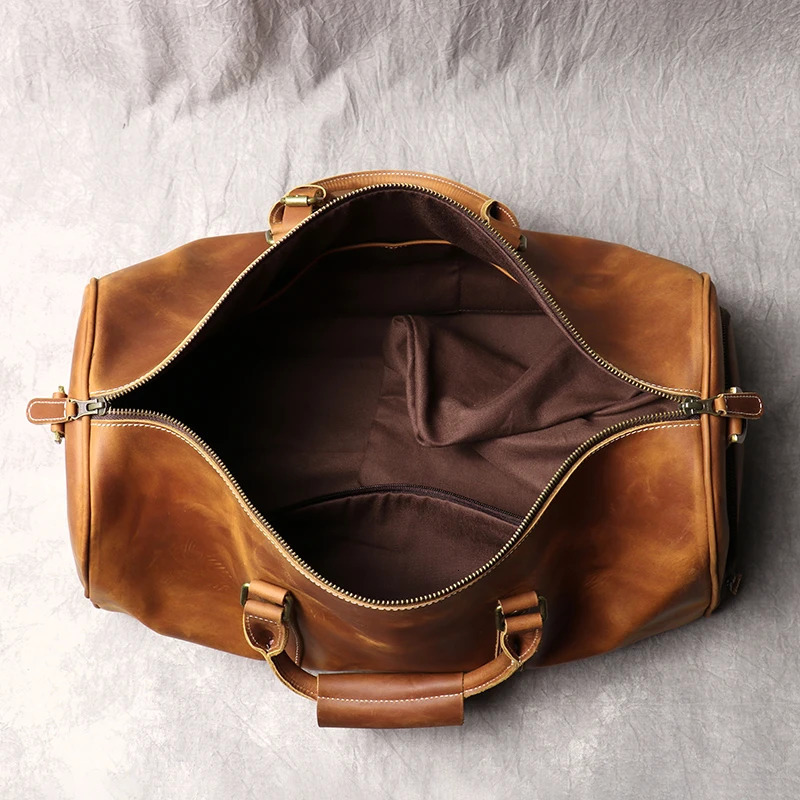 Free Shipping Mens Leather Travel Vintage Brown Cowhide Lage Man Carry On Handbag Weekender Duffle Bag With Shoe Compartment Designer Bag Luxury Bag T