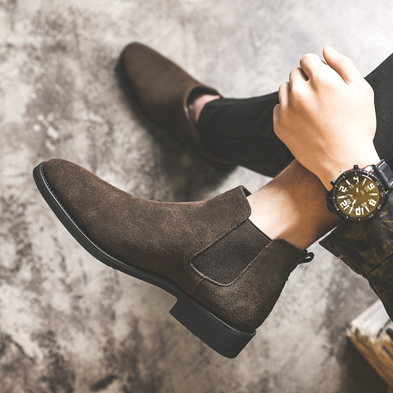 2024 Elevator 6Cm 8Cm Invisible Inner Increase Man Height Increasing Shoes Suede Leather Men Boots