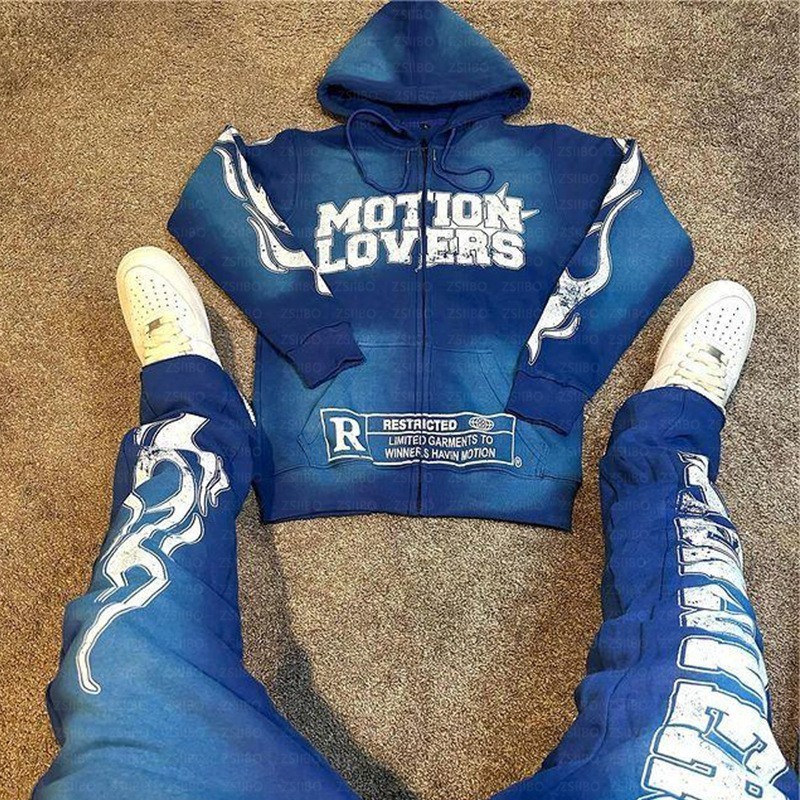 MOT10NLOVERS Hiphop Mens Casual Fashion Sportswear Twopiece Set Harajuku Street Clothing Super Dalian Hoodie Y2k 240601