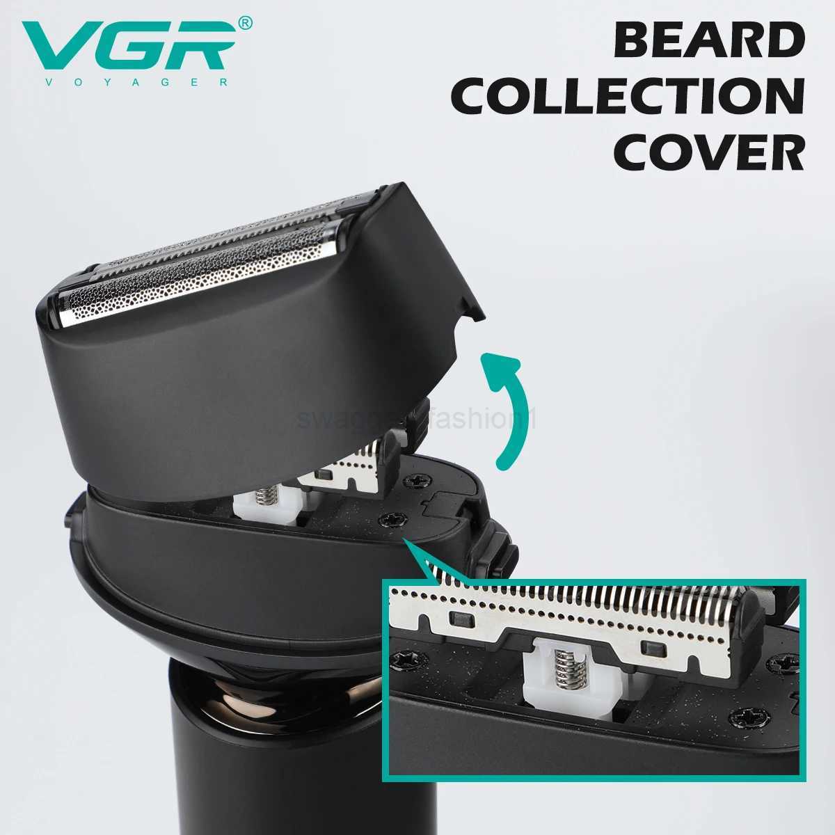 VGR Foil Shaver Professional Beard Trimmer IPX7 Waterproof Electric Razor Shaving Machine for Men V-370 V-371 V-380 V-381B240709
