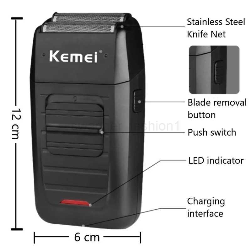 Kemei Rechargeable Cordless Shaver for Men Twin Blade Reciprocating Beard Razor Face Care Multifunction Strong Trimmer KM-1102B240709