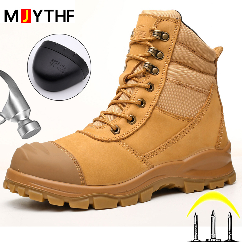 Genuine Leather Protective Men Puncture-Proof Work Boots Safety Steel Toe Shoes Indestructible