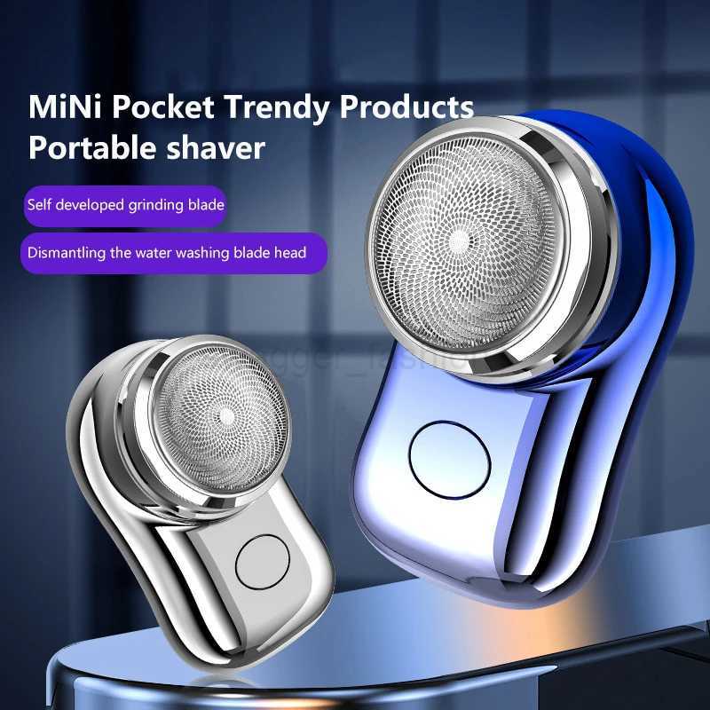 1Pc Mini Shaver For Men Travel Pocket Size Electric Shaving Washable Rechargeable Cordless Trimmer Knives Face Beard RazorB240709