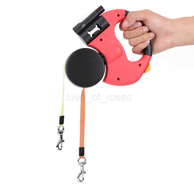 One-to-two Dog Rope Automatic Retractable Reflective Dog Leash Medium Small Dog Teddy Pomeranian 2-in-1 Double-Headed Dog WalkerM240718