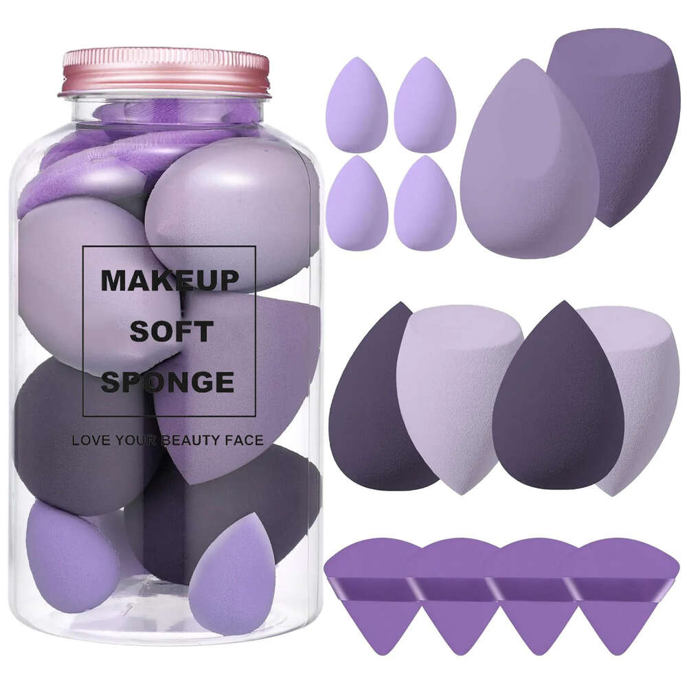 14Pcs Makeup Sponge Blender Beauty Egg with Storage Bottle Cosmetic Puff Foundation Sponges Powder Puffs Make Up Accessories F718- 8