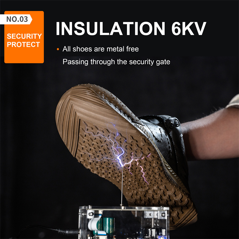 Insulation 6Kv Male Composite Toe Work Sneakers Indestructible Anti-Smash Anti-Puncture Leather Safety Shoes