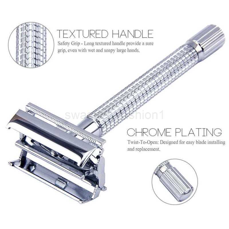 Traditional Safety Manual Razor T-type Razor for Men Classic Butterfly Double Edge Shaving Razor Chrome Sharp ShaverB240709