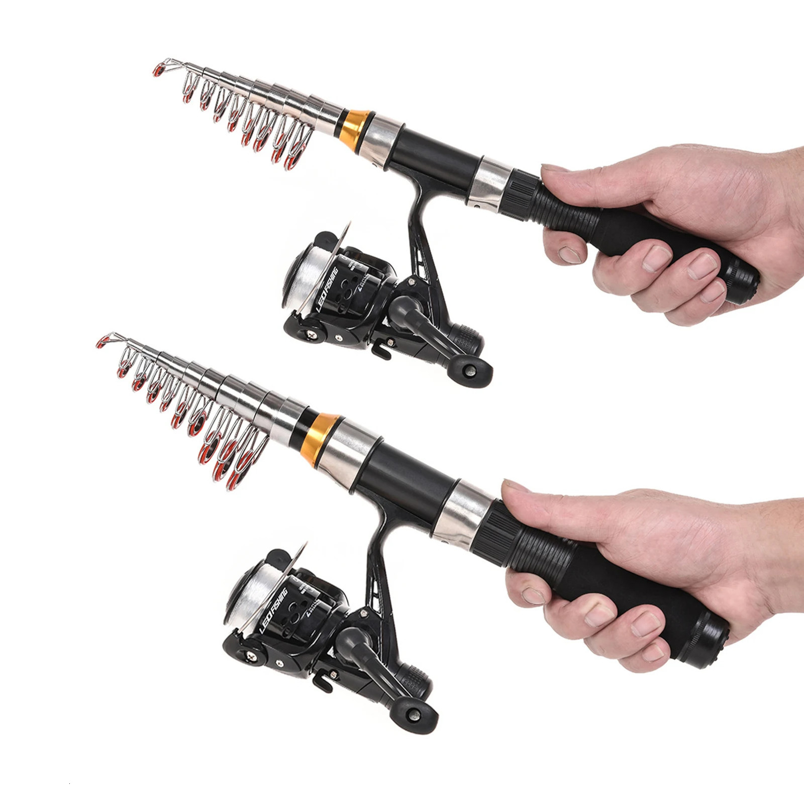 Lixada Fishing Rod Reel Combo Full Kit Telescopic Rods Spinning Reels Set with Hooks Soft Lures Barrel Swivels 240712