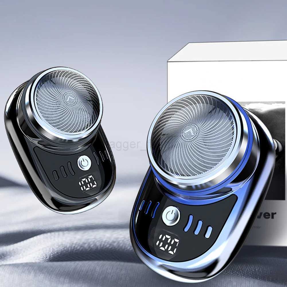 Men Mini Electric Travel Shaver with Digital Display Face Beard Trimmer Washable Rechargeable Shaver Pocket Size Portable ShaverB240709