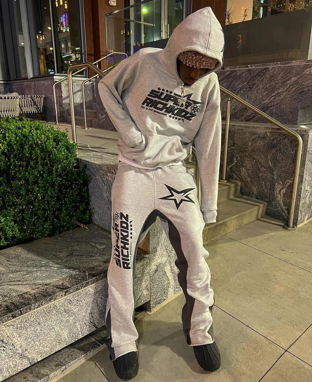 Harajuku y2k tops Men Tracksuit Hooded Pullover Sweatpants Sports Suit woman Casual High Street Sportswear 90s Streetwear Sets 240708