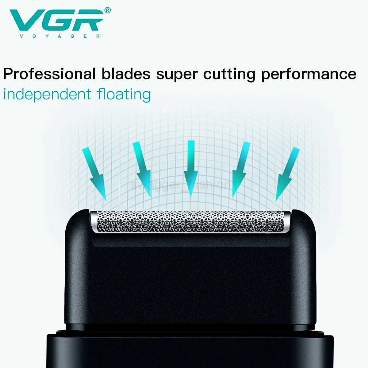 VGR Electric Shaver Professional Beard Trimmer Razor Portable Mini Shaver Reciprocating Shaving 2 Blade USB Charge for Men V-390B240709